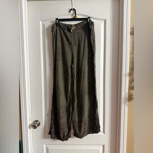 Vintage Gypsy Rose Hippie Pants One Size Made In Nepal Drawstring Wide Legs F-29
